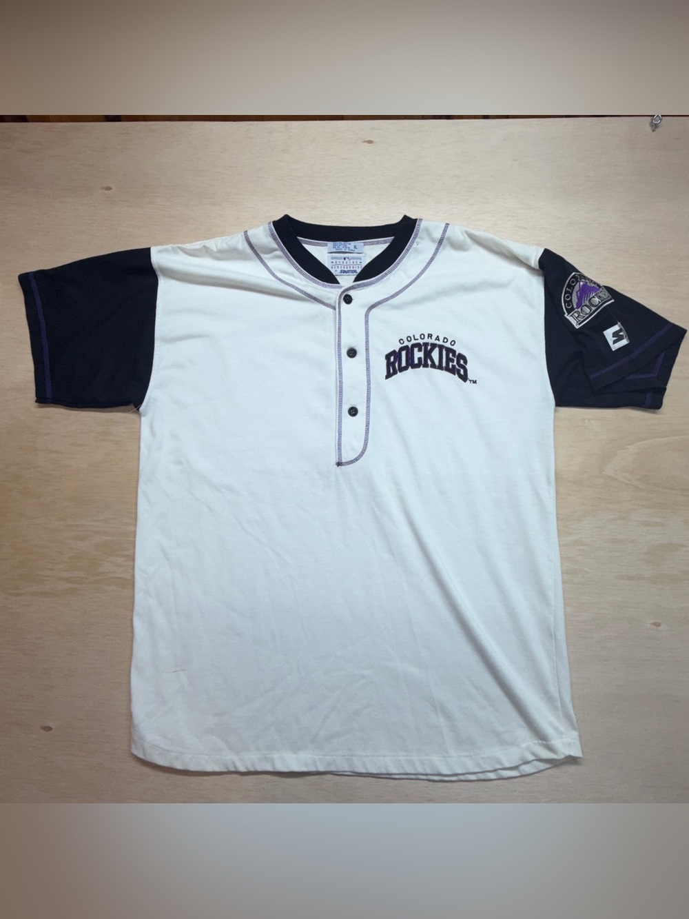 Vintage Starter Colorado Rockies Baseball Jersey Shirt Adult XL 90s Henley MLB